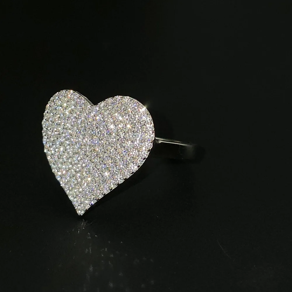 Moissanite Pave Heart Ring ✨ S925 sterling Silver